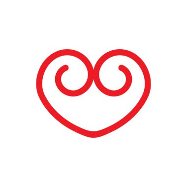 romantik kalp şekli simgesi, vektör illüstrasyonu