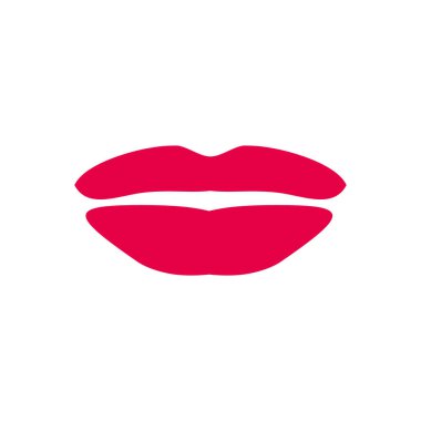 red lips simple icon, vector illustration