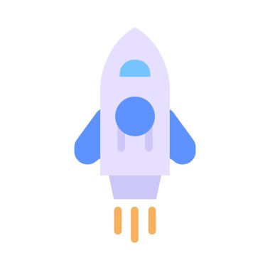 Beyaz arkaplanda izole edilmiş roket simgesi vektörü, uzay gemisi logosu kavramı