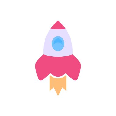 Beyaz arkaplanda izole edilmiş roket simgesi vektörü, uzay gemisi logosu kavramı