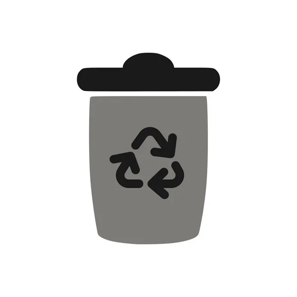 Trash Bin Flat Icon Illustration Recycle Symbol — Stockový vektor