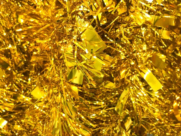 Много Новогодней Золотой Гирлянды Рождество Желтый Блестящий Фон — стоковое фото