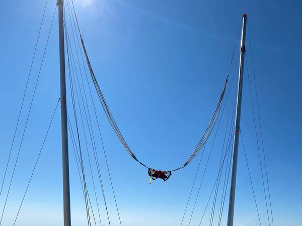 Slingshot Odwrócona Przejażdżka Bungee Zbudowana Przez Funtime Czterech Parkach Rozrywki — Zdjęcie stockowe