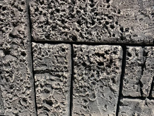 Background Stone Wall Texture Gray Coarse Rectangular Natural Stones — Stock Photo, Image