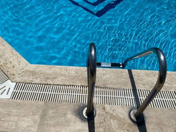 Close Handrails Entering Swimming Pool — Stock Photo, Image