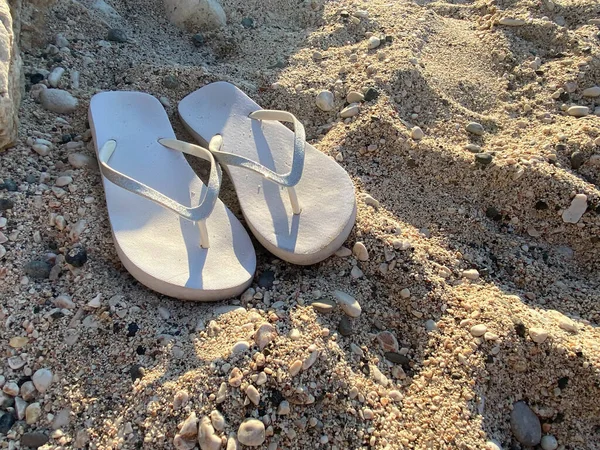 Flip Flop Sandálias Areia Branca Neve — Fotografia de Stock