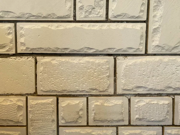 Ladrillos Cemento Yeso Blanco Gris Azulejos Fondo Pared Textura Patrón — Foto de Stock