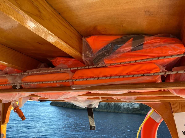 Life Jacket Orange Color Important Life Security Water Sea Ocean — Stock Photo, Image