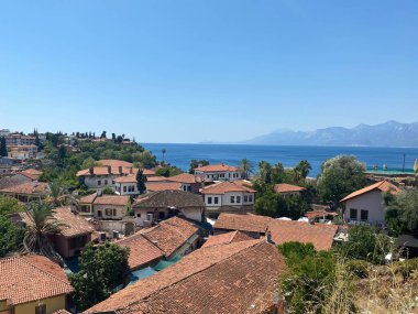 Kuzey İtalya 'daki eski Bergamo kasabasının hava manzarası. Bergamo, Alp Lombardy bölgesinde bir şehirdir..