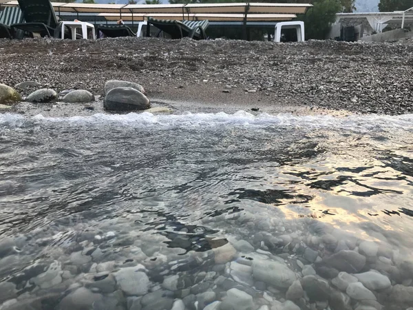 Meeressteine Meerwasser Kiesel Unter Wasser Der Blick Von Oben Nautischer — Stockfoto