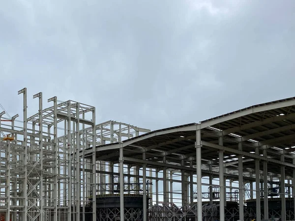 Construction Site Steel Frame Structure Construction — 图库照片