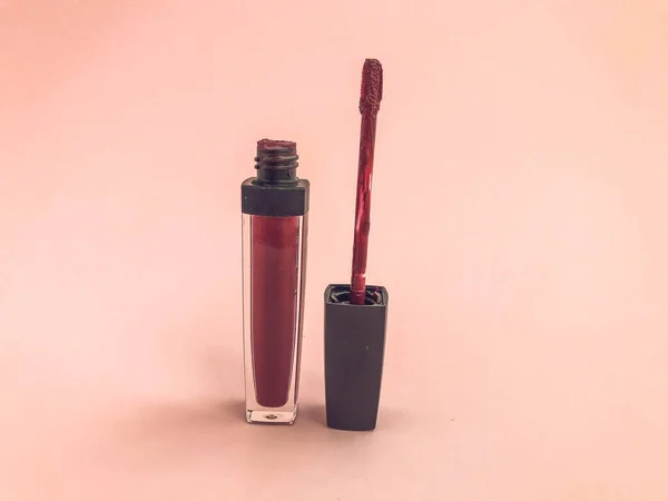 Lipstick Pink Bright Matte Background Lipstick Trendy Stylish Berry Red — стоковое фото