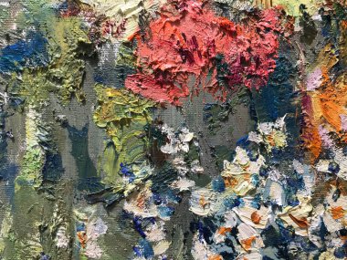 Yağ boyasının yüzeyine desensel darbelerle uygulanan fotoğraf. - Sanat. Doku ve arkaplan.