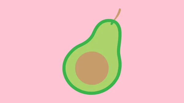 Illustrazione Vettoriale Avocado Sfondo Rosa Vegetale Verde Con Osso All — Vettoriale Stock