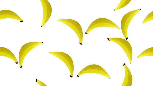 Ilustração Vetorial Padrão Com Bananas Banana Amarela Brilhante Fundo Branco — Vetor de Stock
