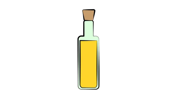 Vektorillustration Einer Kleinen Flasche Gelbes Sonnenblumenöl Zum Braten Und Salaten — Stockvektor