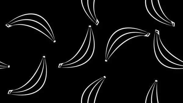 Vektor Illusztráció Minta Banánnal Fekete Fehér Minta Banánnal Rajz Stílus — Stock Vector