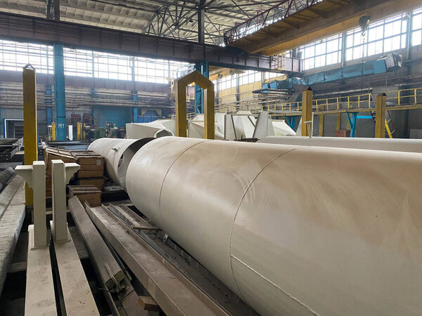 Finished goods warehouse in the metallurgical plant.