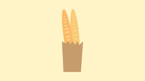 Sac Avec Une Baguette Sur Fond Beige Illustration Vectorielle Baguette — Image vectorielle