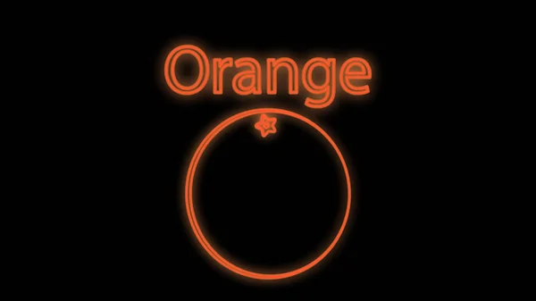 Oranje Zwarte Achtergrond Vectorillustratie Neon Fruit Voor Gezond Voedsel Veganistisch — Stockvector