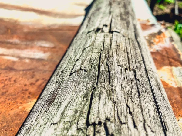 Wooden Stick Homemade Path Crossing Puddles Mud Walking Dacha Walking — Stock Photo, Image