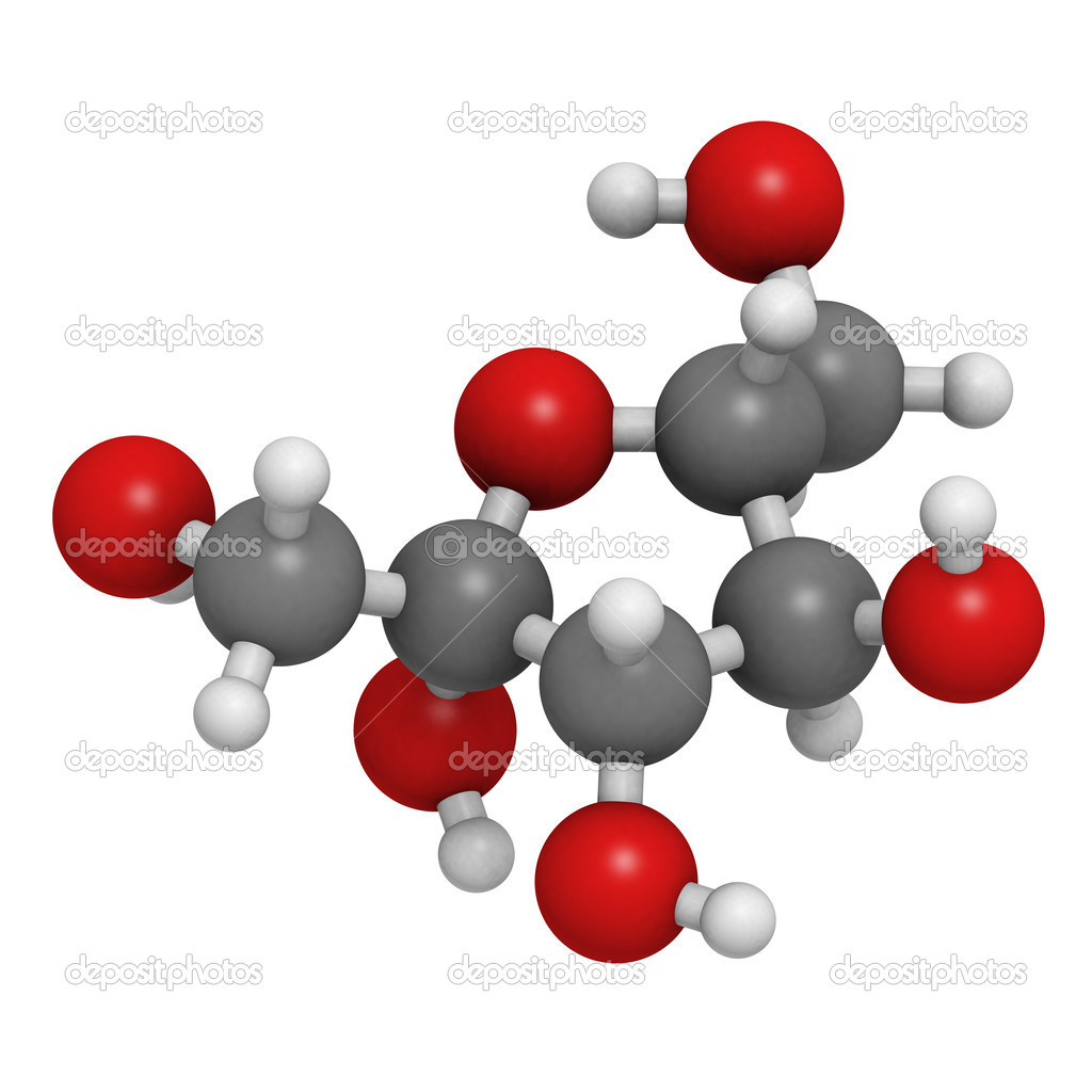 fructose fruit sugar molecule, chemical structure | 图库照片