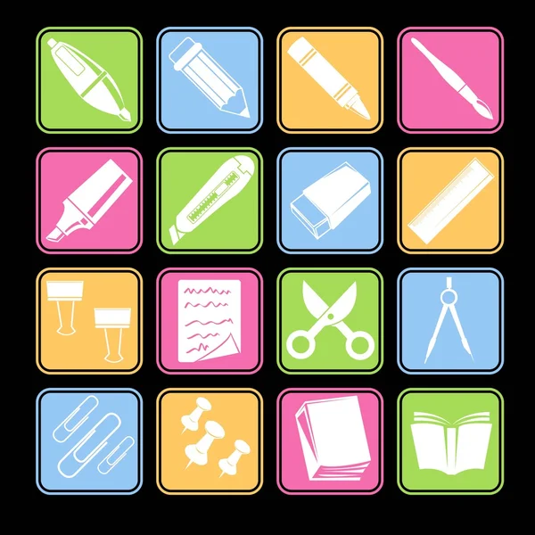 Set de iconos de papelería Estilo básico — Vector de stock