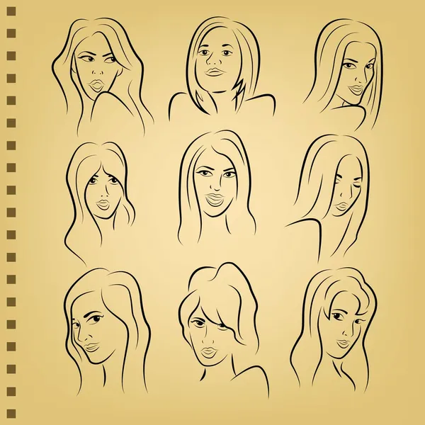 Woman face on paper — Stock Vector