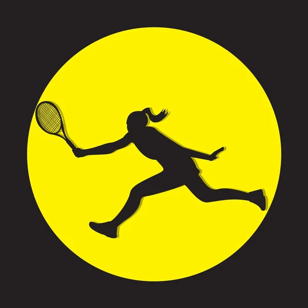 Vrouwelijke tennis speler silhouet — Stockvector