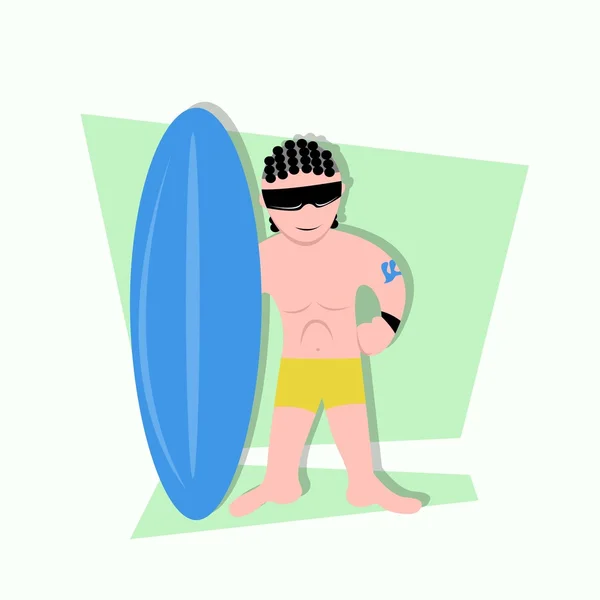 Esportes divertidos Cartoon Surfing —  Vetores de Stock