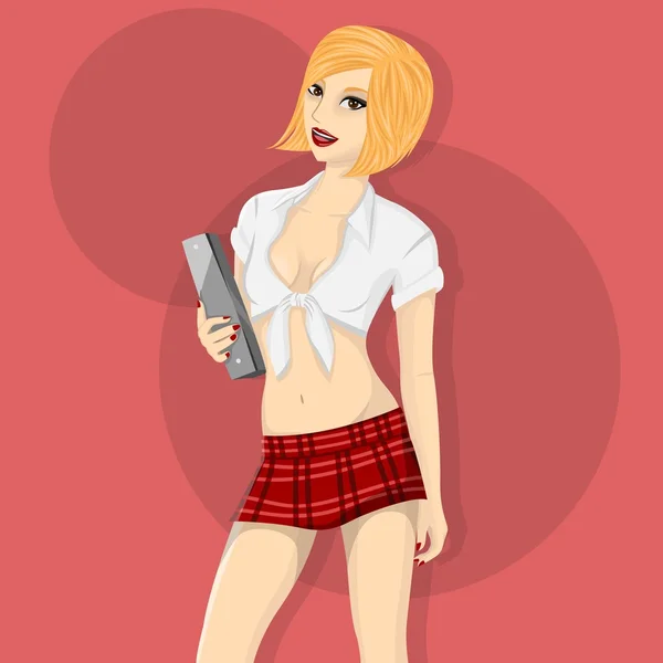 Travieso americano escuela chica — Vector de stock