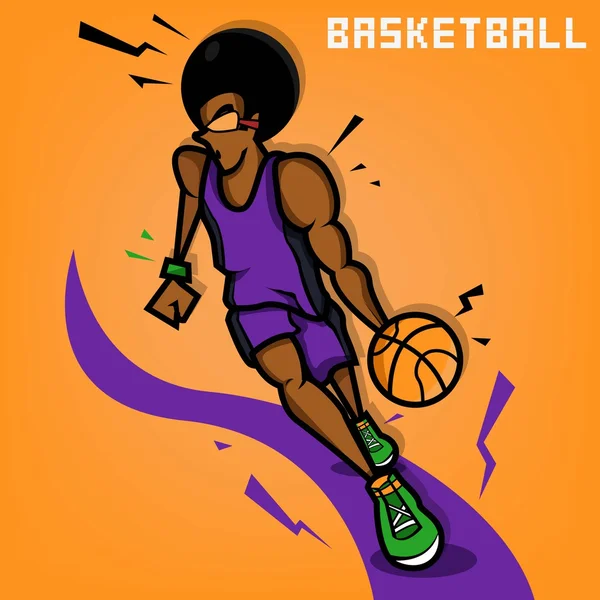 Jogador de basquete afro — Vetor de Stock