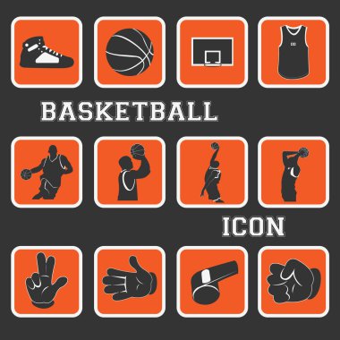 Basketbol güzel simgesi ve piktogram tam koleksiyonu ayarla