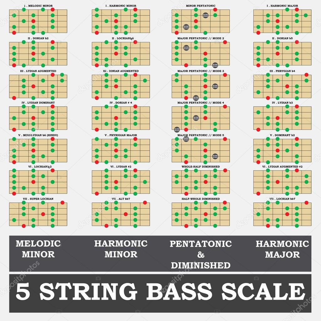 5 string bass scale minor for bass player teacher and student