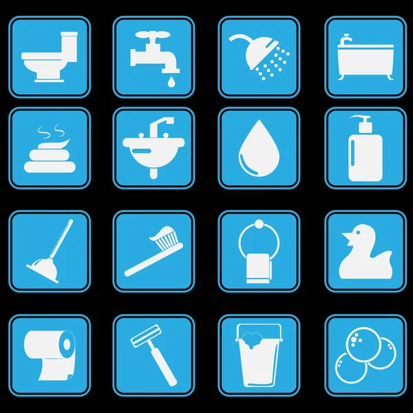 Cuarto de baño icono conjunto básico — Vector de stock