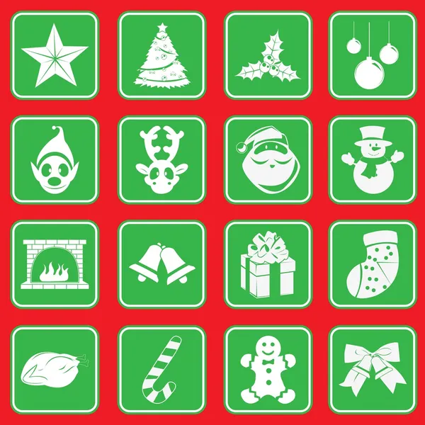 Natale segno completo icona collezione di pittogrammi — Vettoriale Stock