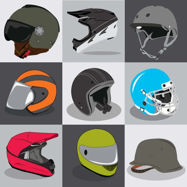 Helm collectie voor uw hoofd rit vliegen sport — Stockvector