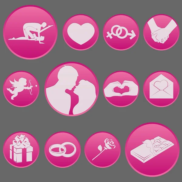 Dia dos Namorados ícone definido estilo gradiente — Vetor de Stock