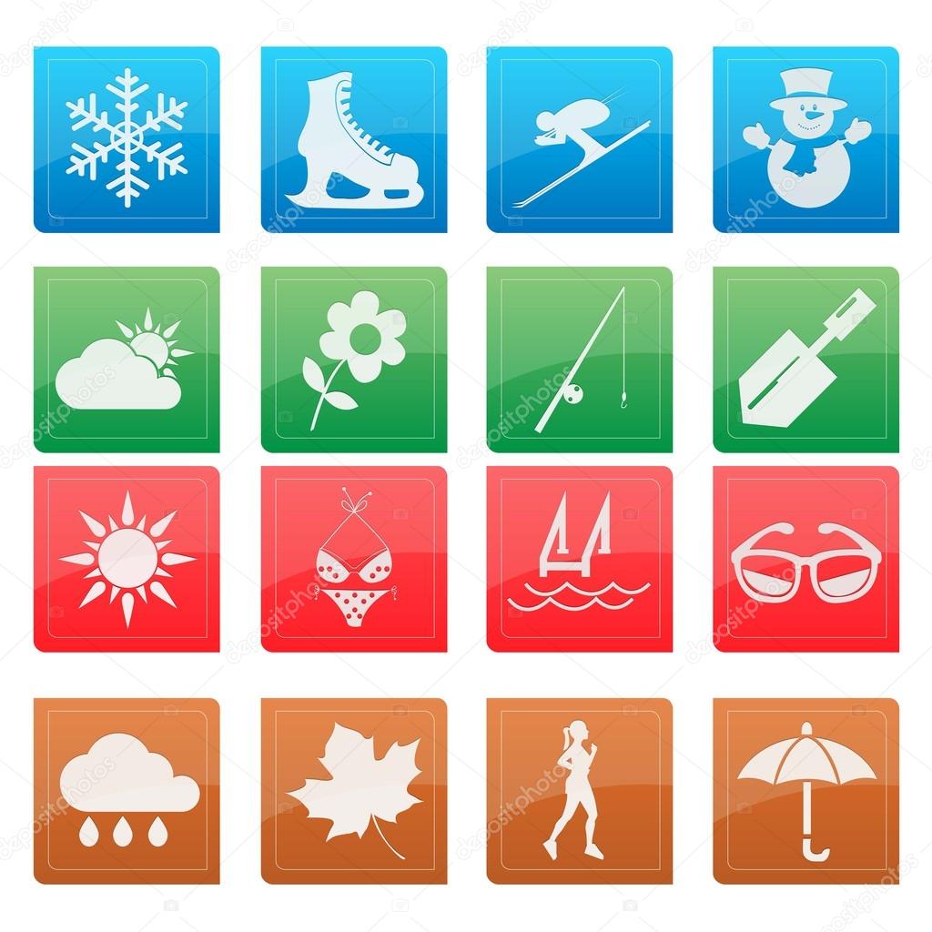 season weather icon glossy style