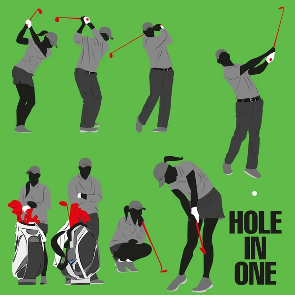 Lots of golf style action collection — Stock Vector