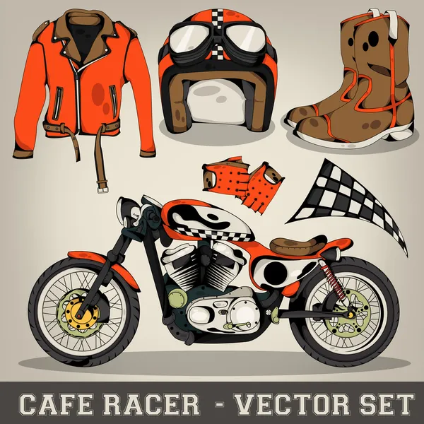 Café racer vektör set — Stok Vektör