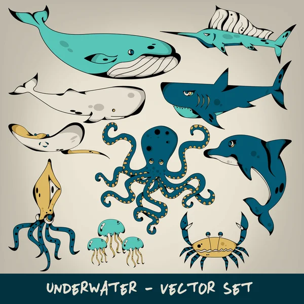 Set de vectores subacuáticos — Archivo Imágenes Vectoriales