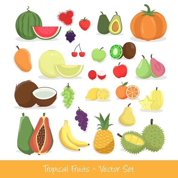 Tropische vruchten vector set — Stockvector