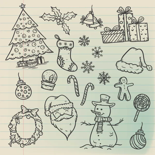 Conjunto de doodle de Natal — Vetor de Stock