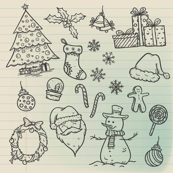 Conjunto de doodle de Natal — Vetor de Stock