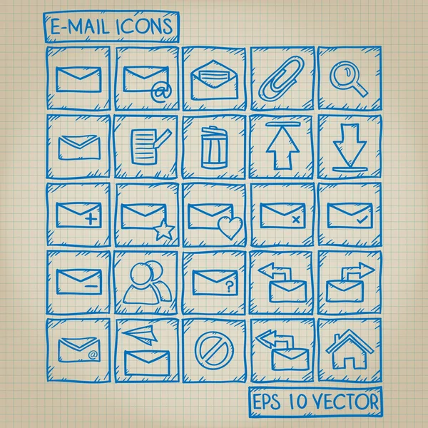 E-mail Icon Doodle Set — Stock Vector