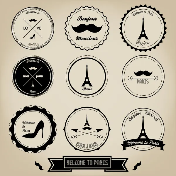 Paris France Vintage Label — Stock Vector