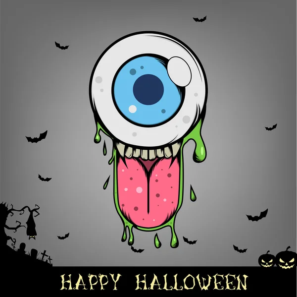 Monstre de globe oculaire Halloween — Image vectorielle