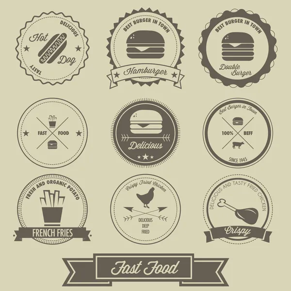 Fast Food Vintage Étiquette — Image vectorielle