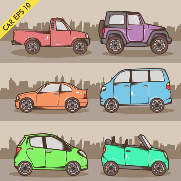 Juego de coches de dibujos animados — Archivo Imágenes Vectoriales